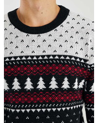 Topman Black Tree Crew Neck Christmas Sweater