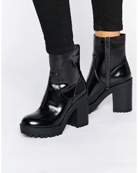 Monki Chunky Patent Heeled Ankle Boot