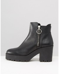 Mango Zip Detail Chunky Ankle Boot