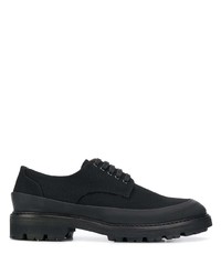 Black Chunky Canvas Derby Shoes