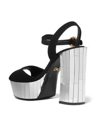 Dolce & Gabbana Crystal Embellished Canvas Platform Sandals