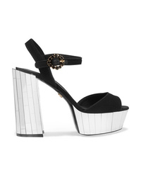 Dolce & Gabbana Crystal Embellished Canvas Platform Sandals