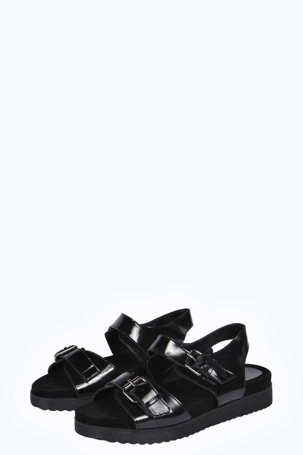 Ruched Double Strap Sandal | boohoo