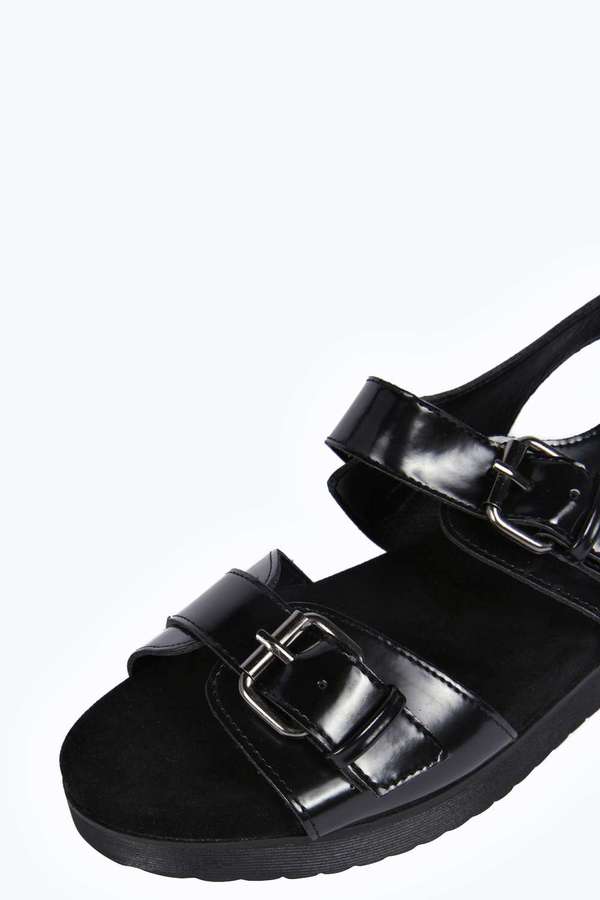Buy Boohoo Caged Detail Croc Mule Flat Sandals In Nude | 6thStreet Qatar
