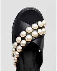 Asos Face Value Pearl Chunky Flat Sandals