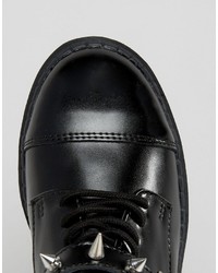 T.U.K. Argyll Spike Harness Lace Up Chunky Leather Flat Shoes
