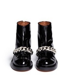 Givenchy Chunky Chain Saffiano Leather Ankle Boots