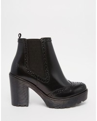 Bronx Chunky Heeled Leather Ankle Boots