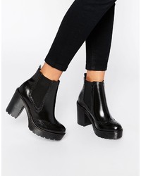Bronx Chunky Heeled Leather Ankle Boots
