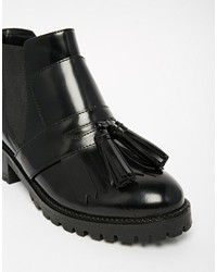 Asos Collection All Or Nothing Leather Fringed Ankle Boots