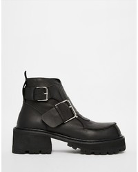 Unif Crank Buckle Cleat Ankle Boots