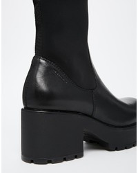 Vagabond Dioon Black Leather Mix Ankle Boots