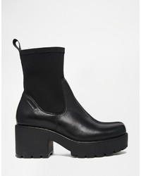Vagabond Dioon Black Leather Mix Ankle Boots