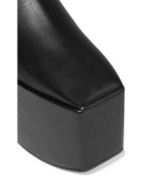 Balenciaga Leather Platform Ankle Boots Black