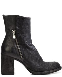 Officine Creative Snakeskin Effect Chunky Heel Ankle Boots