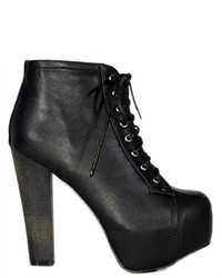 Soho Girl Leather Platform Boots Black