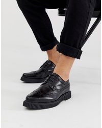 ASOS DESIGN Brogue Shoes With Creeper Sole In Black Leather