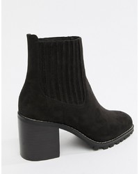 Black Chunky Leather Chelsea Boots