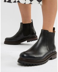 Hudson London Black Leather Chunky Chelsea Boots