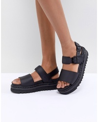 Dr. Martens Voss Black Leather Flat Chunky Sandals