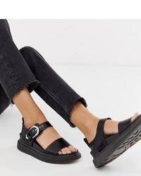 Pull&Bear Western Detail Chunky Sandals In Black