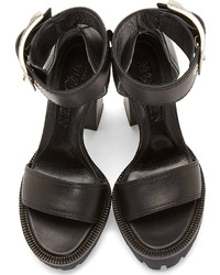 Alexander McQueen Black Leather Platform Sandals