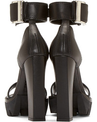 Alexander McQueen Black Leather Platform Sandals