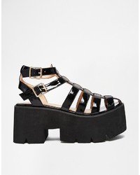 Daisy Street Black Chunky Gladiator Sandals