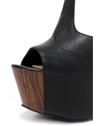 Jessica Simpson Dany Black Tumbled Alaska Leather Platform Heels