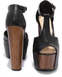 Jessica Simpson Dany Black Tumbled Alaska Leather Platform Heels