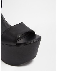 Windsor Smith Leon Black Leather Platform Heeled Sandals