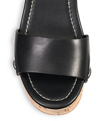 Prada Montana Cork Heeled Platform Leather Sandals