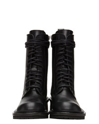 Ann Demeulemeester Black Chunky Heel Combat Boots