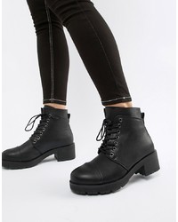 Pieces Lace Up Tracked Sole Ankle Boot