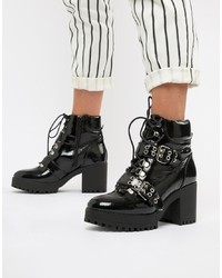 Missguided Patent Ed Boots In Black