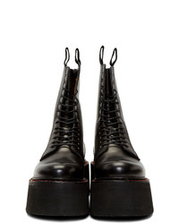 R13 Black Double Stacked Platform Lace Up Boots