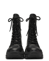 Prada Black Leather Mid Calf Boots