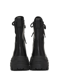 Prada Black Leather Mid Calf Boots