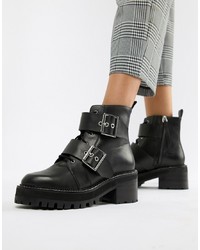 ASOS DESIGN Rebellion Leather D Chunky Boots Leather