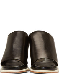 Robert Clergerie Black Leather Astro Heeled Mules