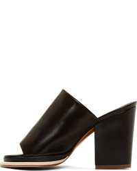 Robert Clergerie Black Leather Astro Heeled Mules