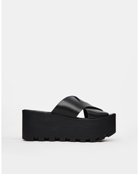 Asos Collection Hide Away Leather Flatform Mules