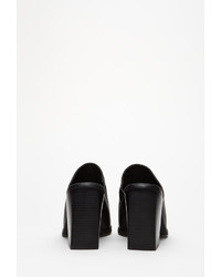 Forever 21 Faux Leather Block Heeled Mules