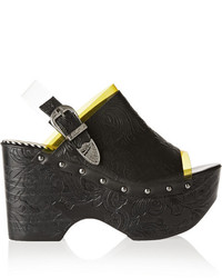 Toga Pulla Pvc Trimmed Embossed Leather Clogs
