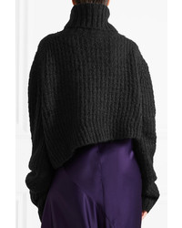 Ann Demeulemeester Asymmetric Chunky Knit Turtleneck Sweater Black