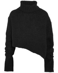 Ann Demeulemeester Asymmetric Chunky Knit Turtleneck Sweater Black
