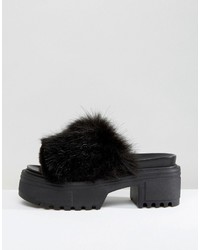 Asos Tooty Fruity Furry Chunky Mules