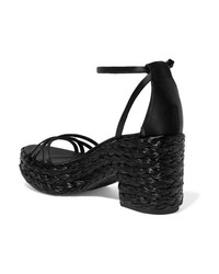 Pedro Garcia Dee Silk Satin And Woven Raffia Platform Sandals