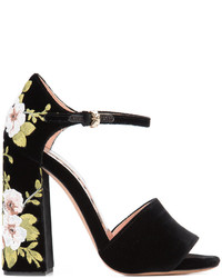 Rochas Floral Chunky Heel Sandals