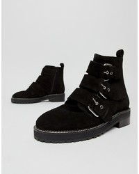 Office Artillery Chunky Black Suede Three Boots Suede